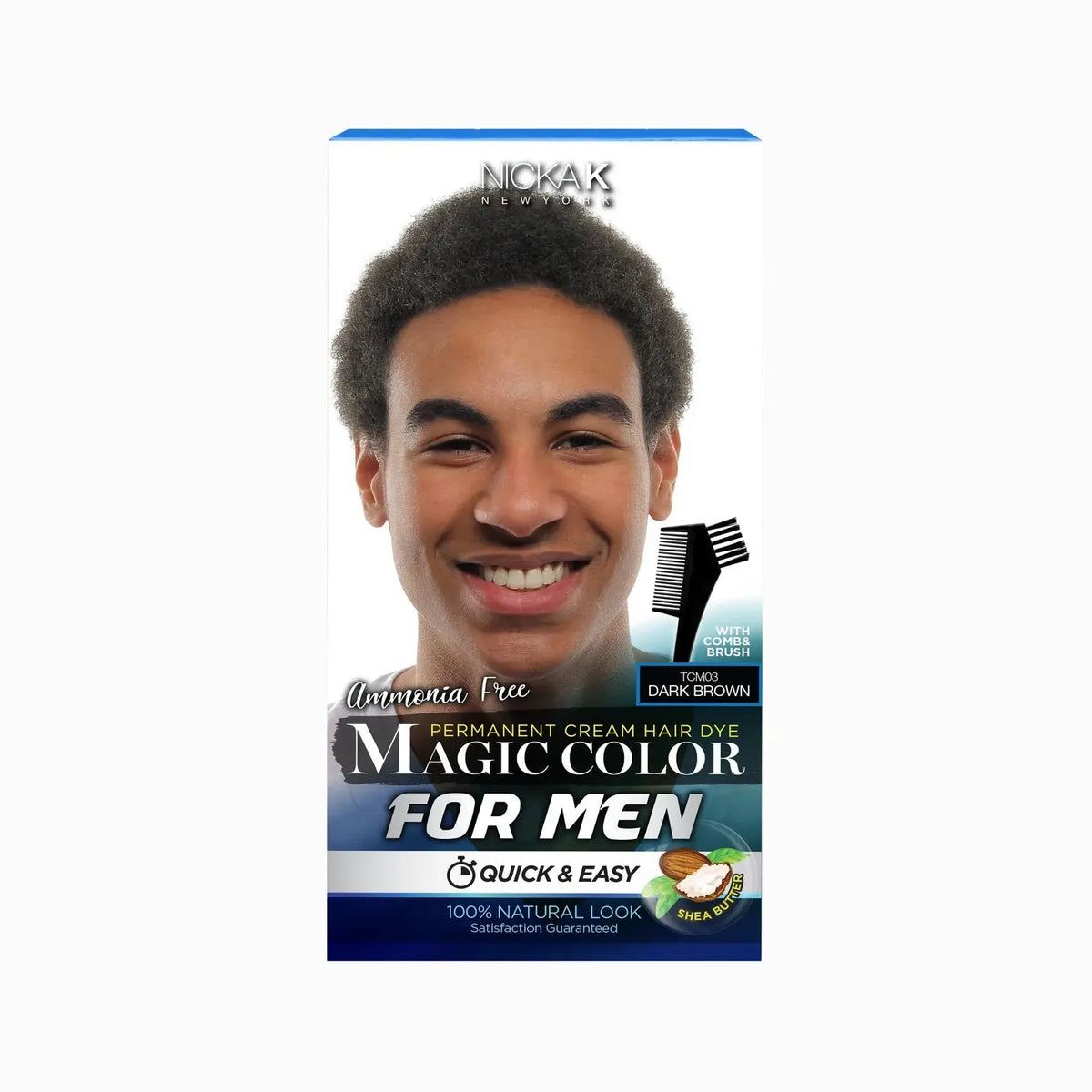 Nicka K Magic Color for Men, Dark Brown kit box