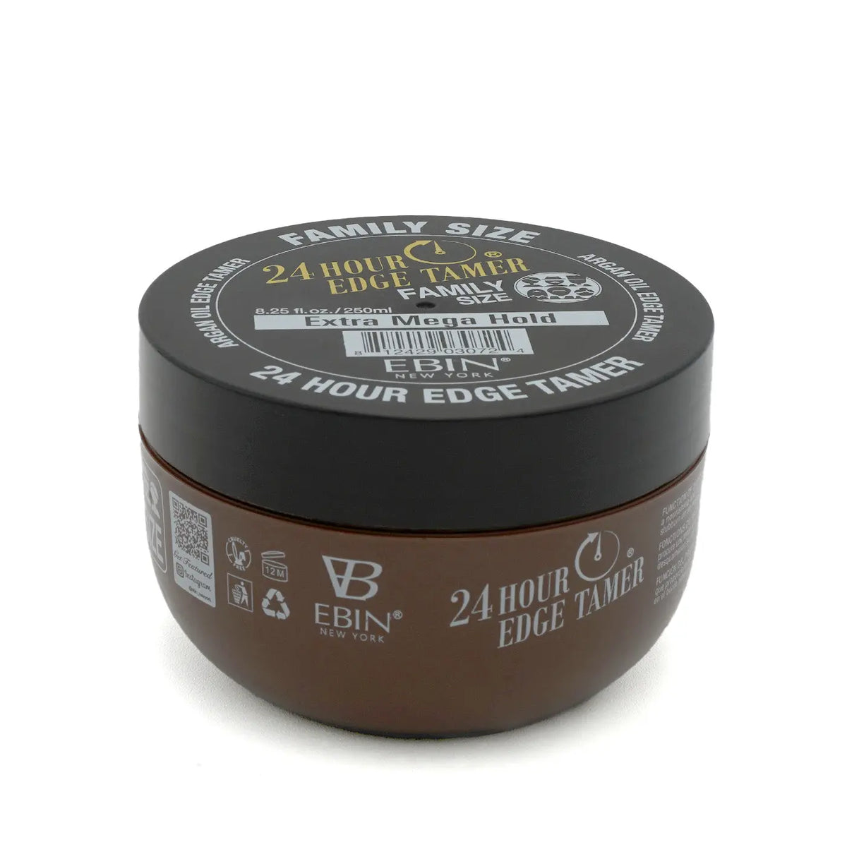 EBIN New York 24 Hour Edge Tamer, Extra Mega Hold — family-size black-lid jar