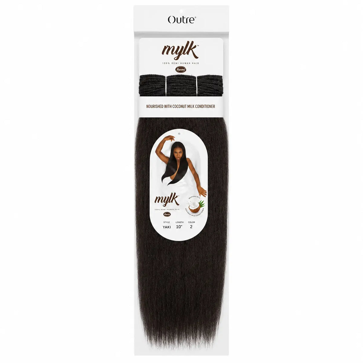 Outre Mylk Remi Human Hair Weave Yaki Straight Hair Extension Nourished with Coconut Milk Conditioner Outre