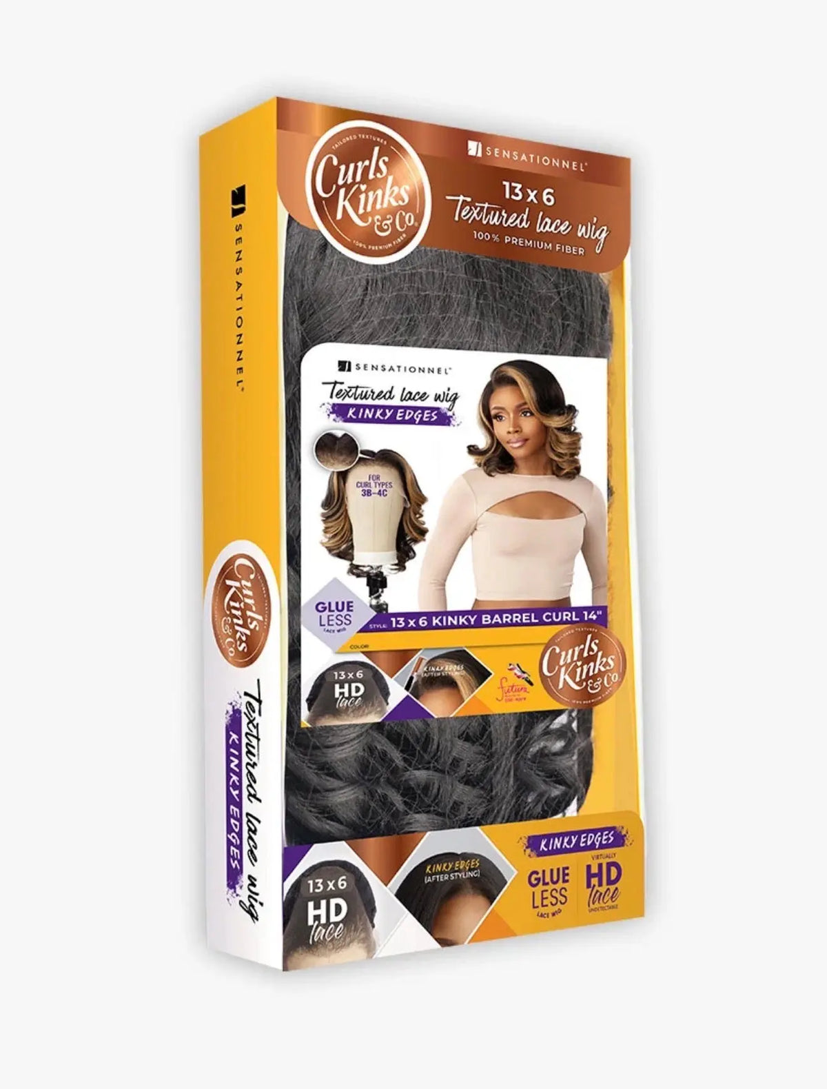 Sensationnel HD Lace Front Wig Curls Kinks N Co Glueless Kinky Edges 13X6 Kinky Barrel Curl 14" Sensationnel