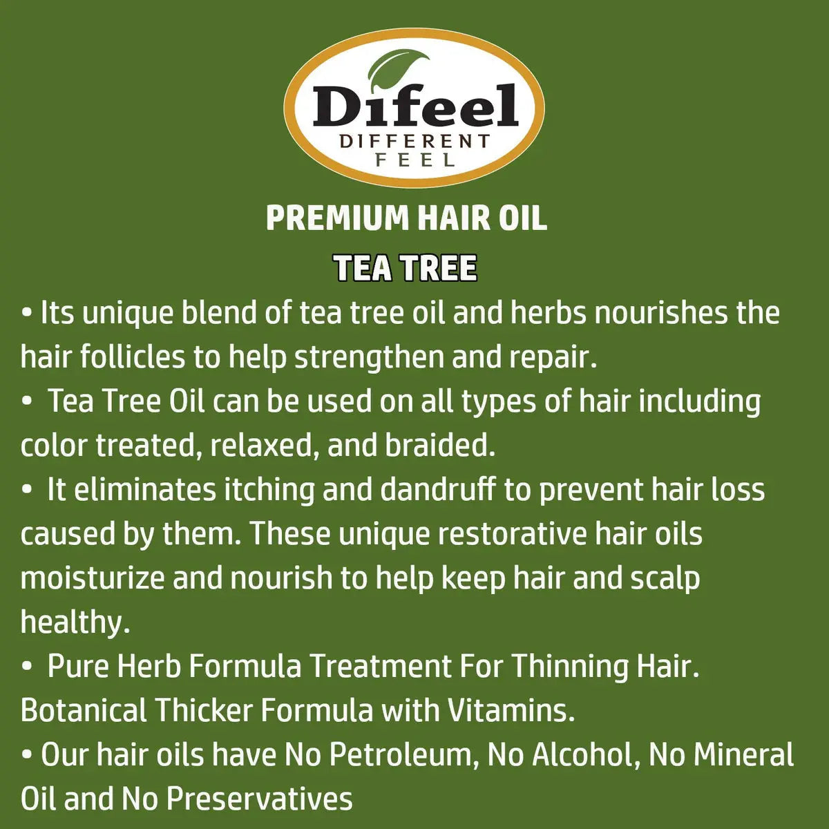 Difeel Premium Natural Hair Oil - Tea Tree Oil 2.5 oz Ultimate Beauty Supply