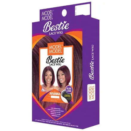 Model Model Bestie Avianna Glueless 5-Inch Lace Part Wig — front of the Avianna wig package
