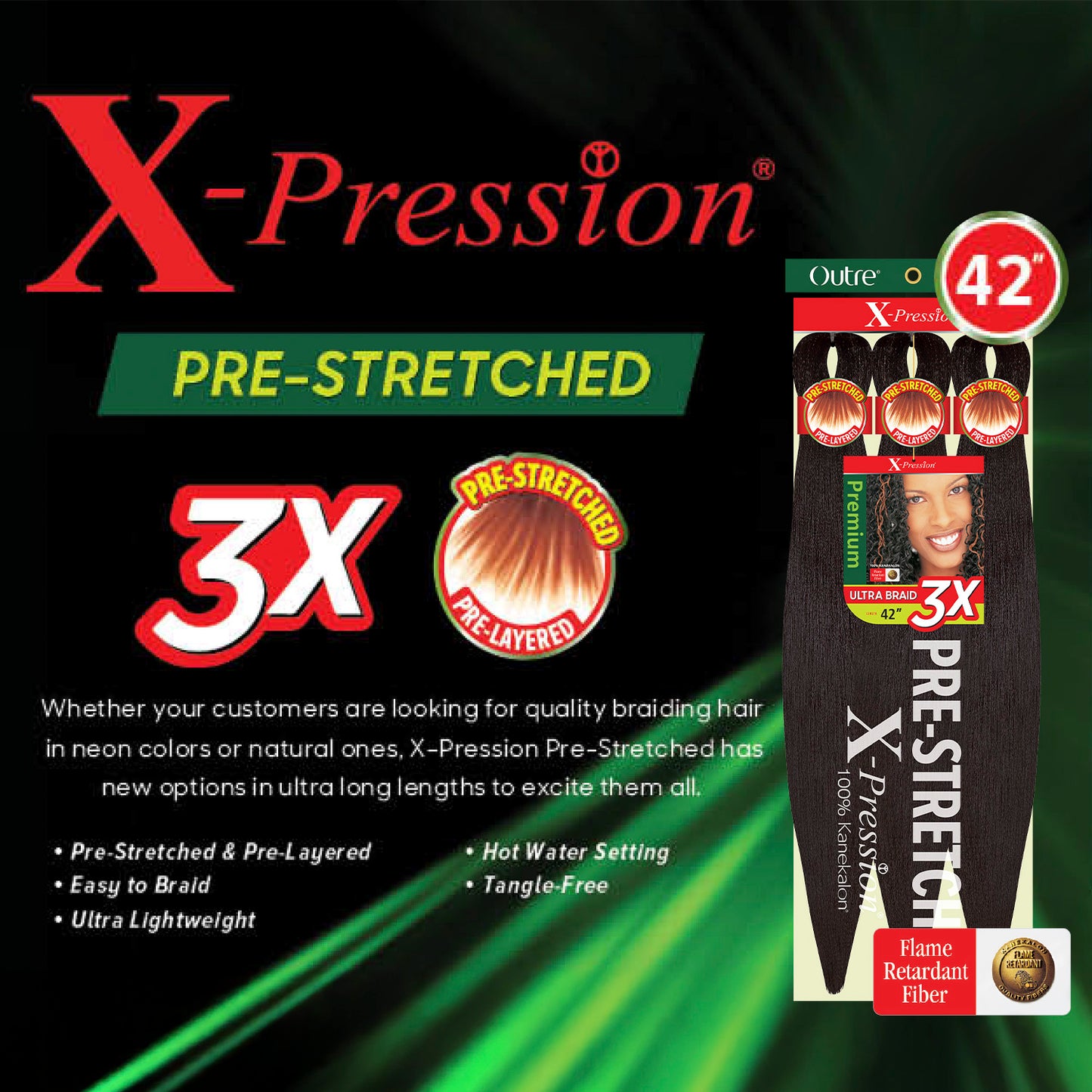 Outre Braids X-Pression Kanekalon 3X Pre Stretched Braid 42"