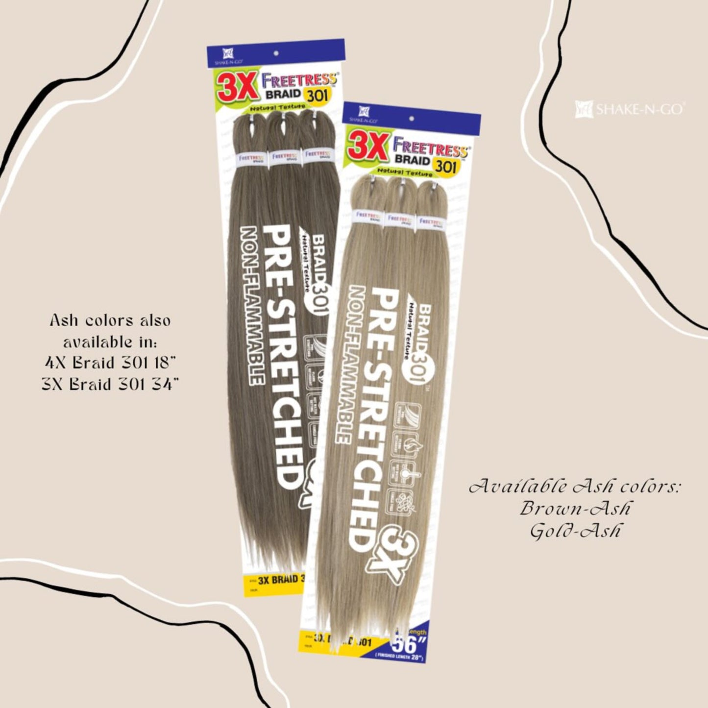 FreeTress Natural Texture Braids Pre-Stretched 3X Braid 301 28"
