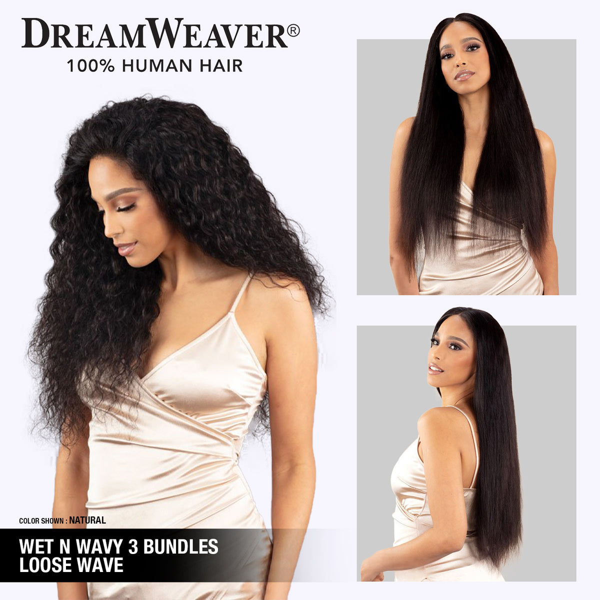 ModelModel Virgin Human Hair Weave Dream Weaver Wet n Wavy 3 Bundles Loose Wave