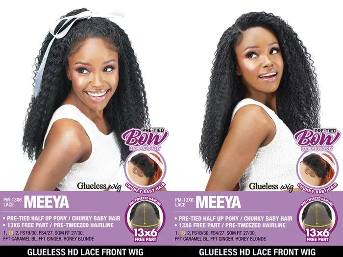 Zury Sis Meeya product card showing bow half-up and loose styles