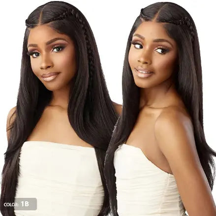 Sensationnel What Lace Laurina wig, two braided styling examples in 1B