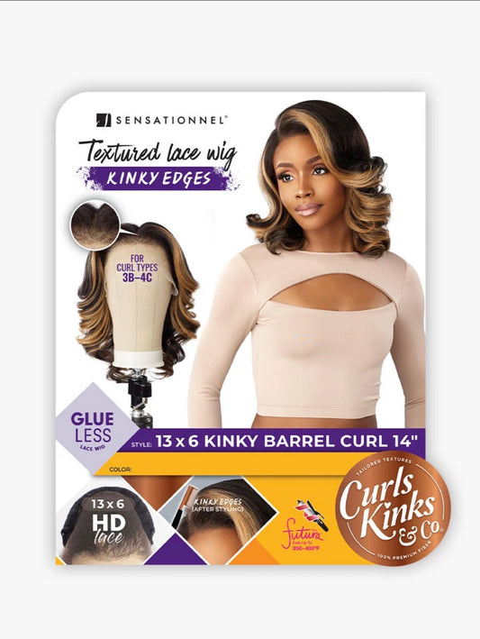 Sensationnel HD Lace Front Wig Curls Kinks N Co Glueless Kinky Edges 13X6 Kinky Barrel Curl 14"