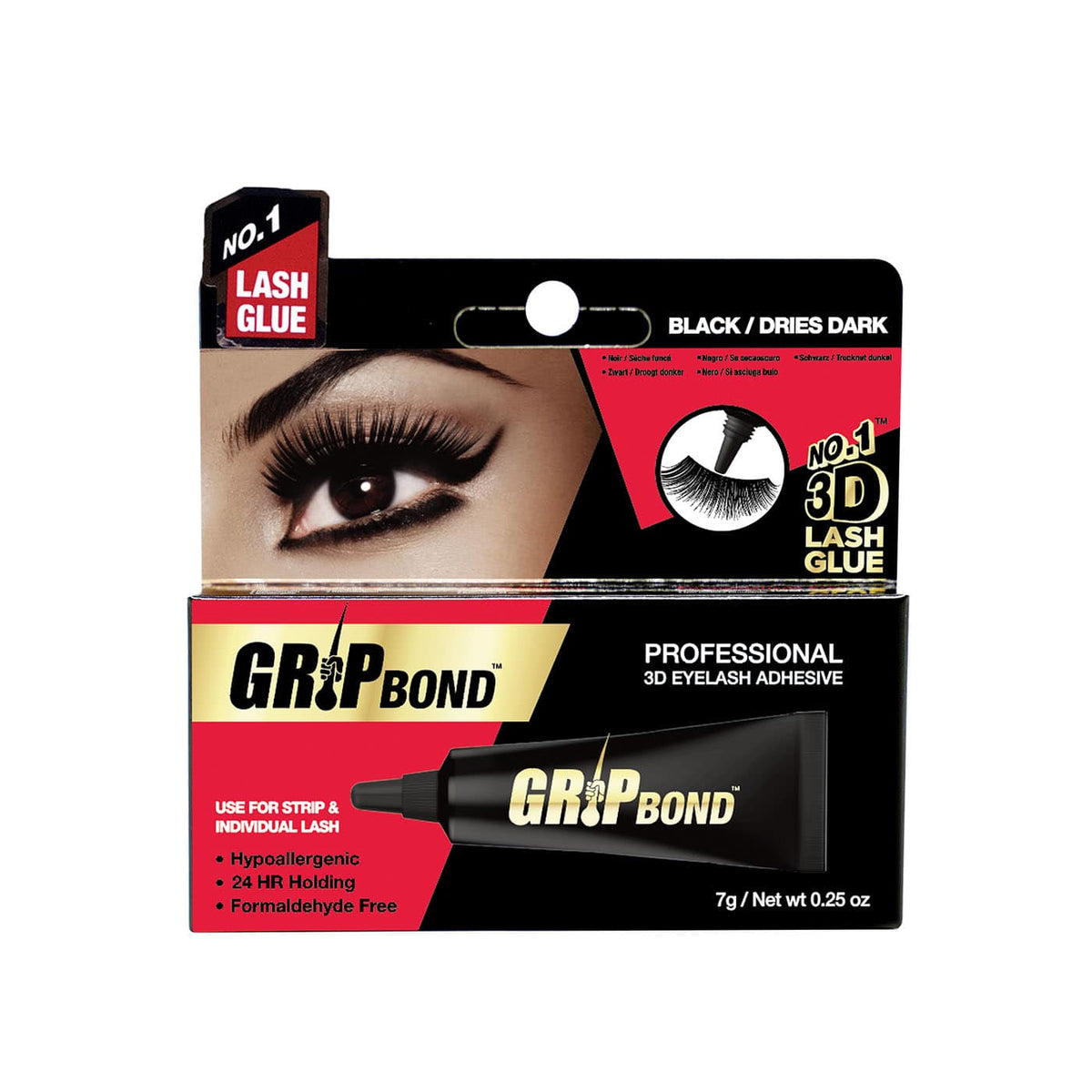 EBIN New York GripBond lash adhesive Black / Squeeze Tube – front packaging