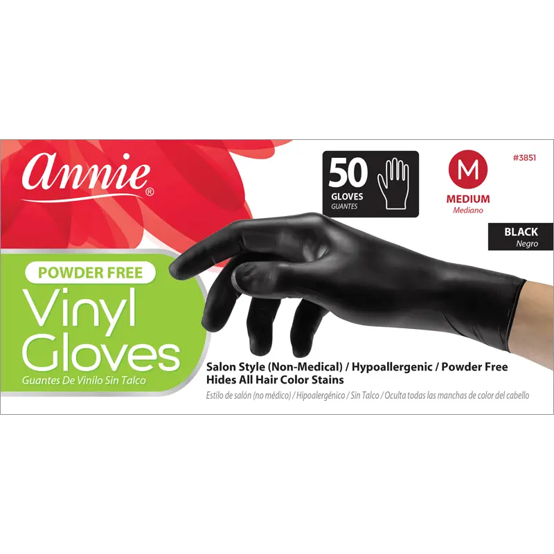 Annie Black Powder Free Vinyl Gloves 50ct Ultimate Beauty Supply
