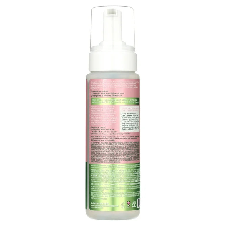 ORS Olive Oil Curlshow Curl Style Mousse Infused with Collagen & Avocado Oil for Strength & Length, Alcohol Free (7.0 oz)