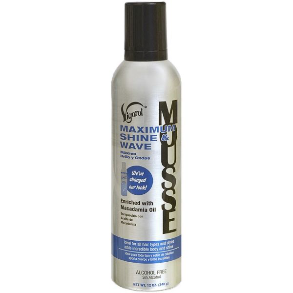 Vigorol Maximum Shine & Wave Mousse - Blue 12 Oz