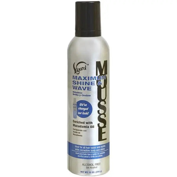Vigorol Maximum Shine & Wave Mousse - Blue 12 Oz Ultimate Beauty Supply