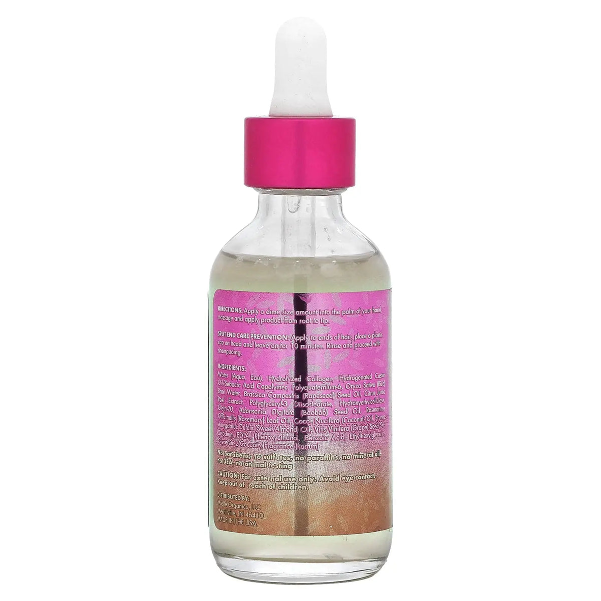 Back label of Mielle Rice Water Split End Therapy