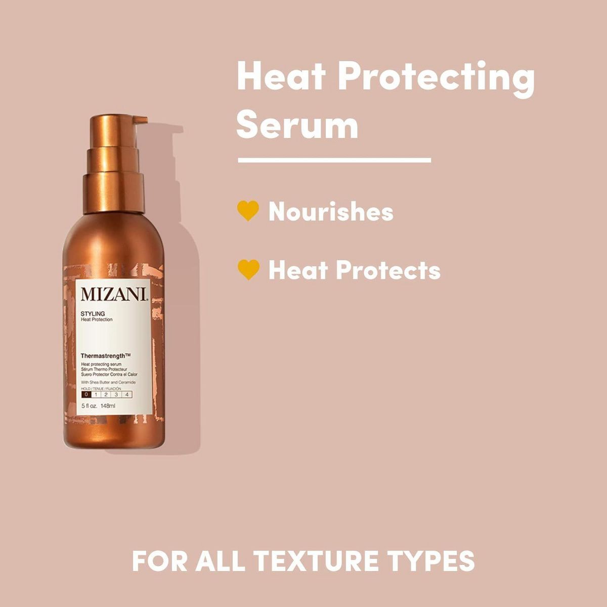 Mizani Thermastrength Heat Protecting Serum | Protects Hair From Heat Damage | with Shea Butter | for Curly Hair | - (5 oz)