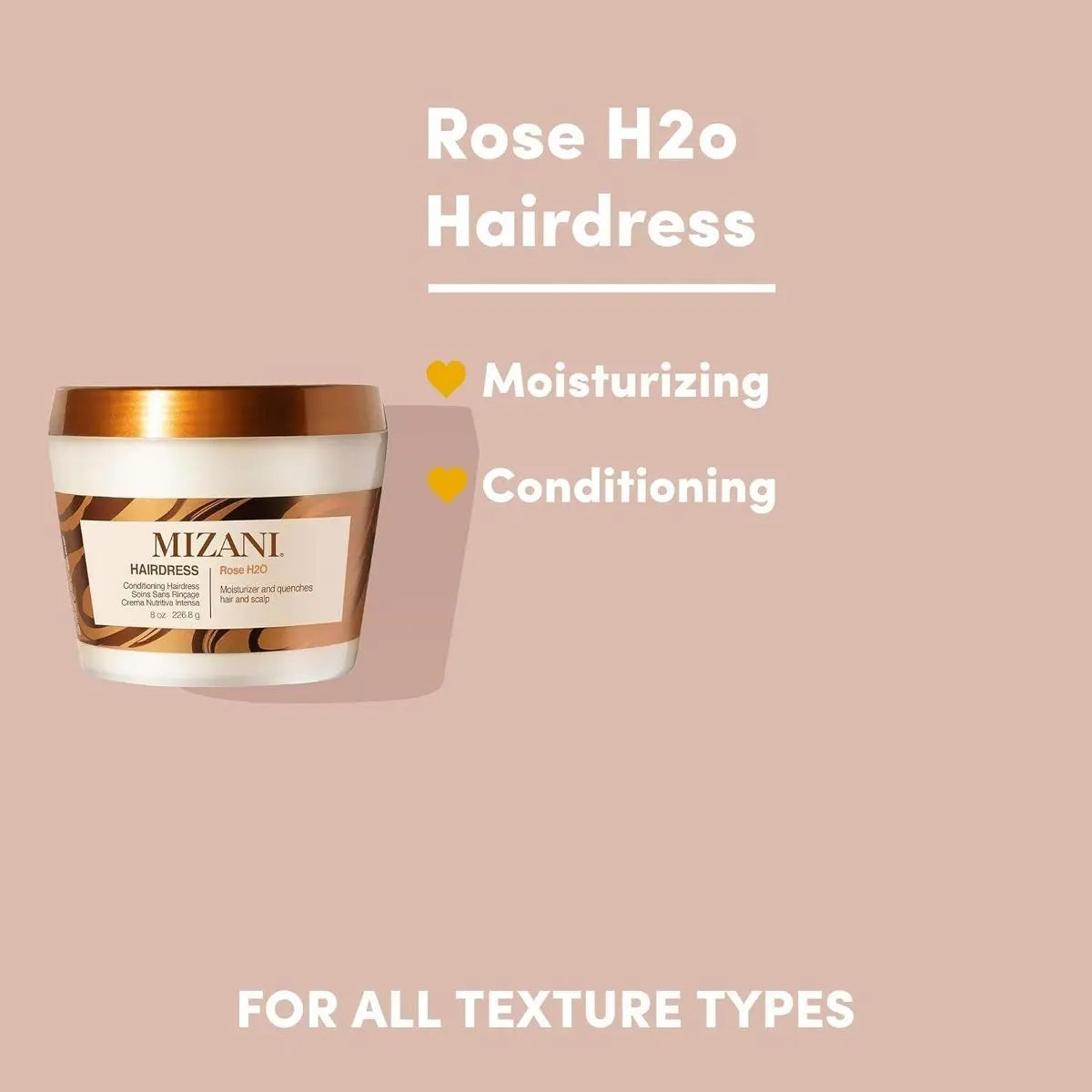 Mizani Hairdress Rose H2O | Relieves Itchy Scalps | For All Hair Types | Prevent Split Ends | Lightweight Water Hair Dress - (8 oz) Ultimate Beauty Supply