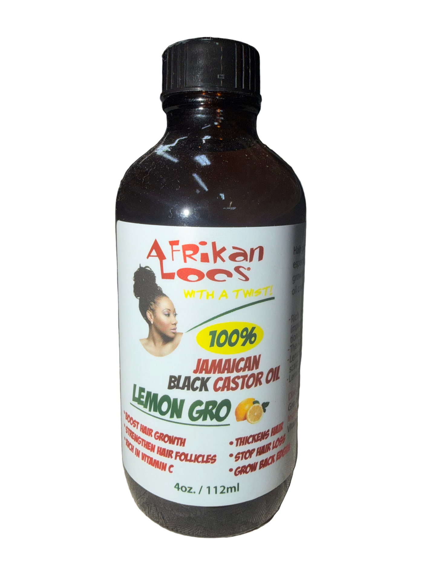 Afrikan Locs 100% Jamaican Black Castor Oil Lemon Gro, 4 oz