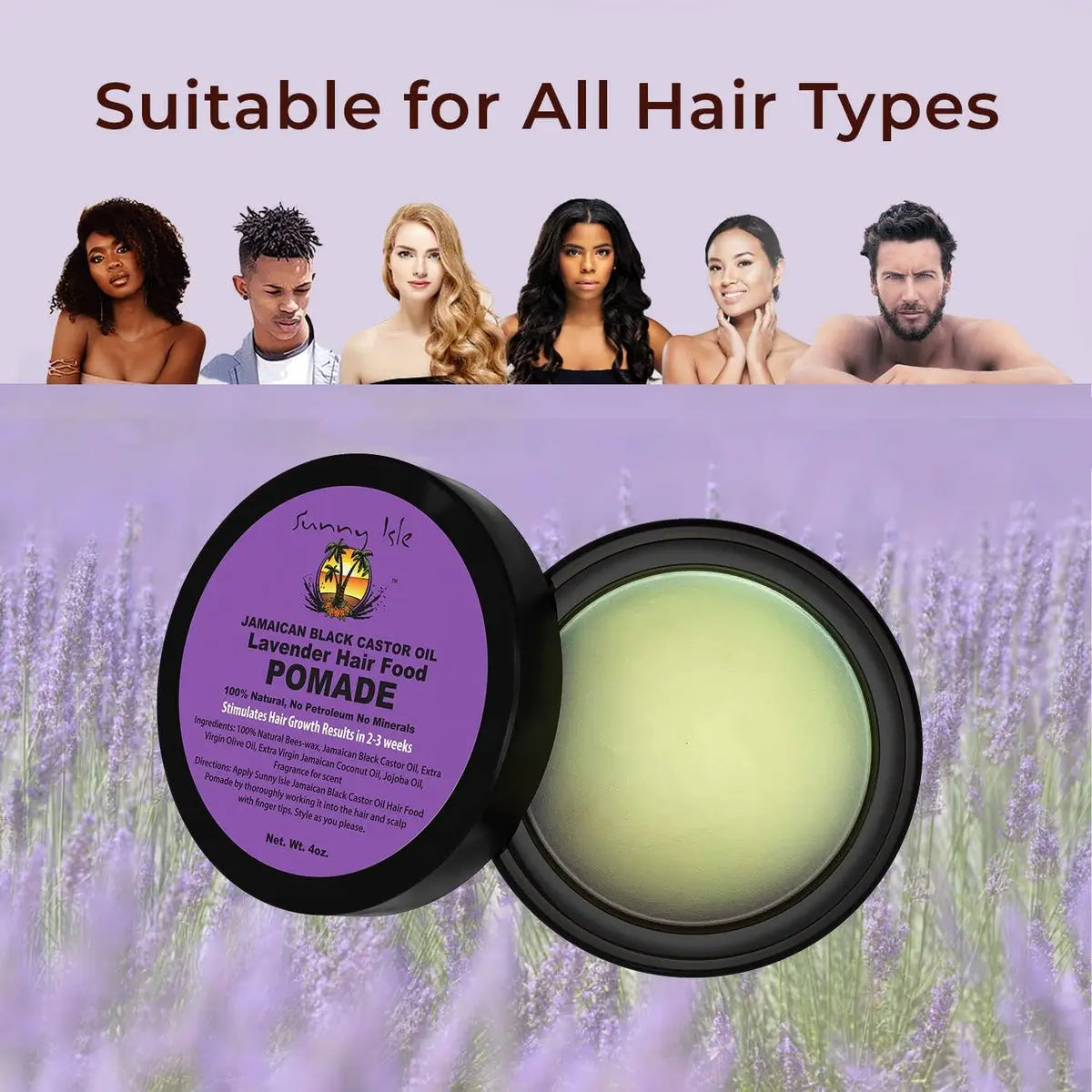 Sunny Isle Jamaican Black Castor Oil Lavender Hair Food Pomade (120ml/4oz) Ultimate Beauty Supply