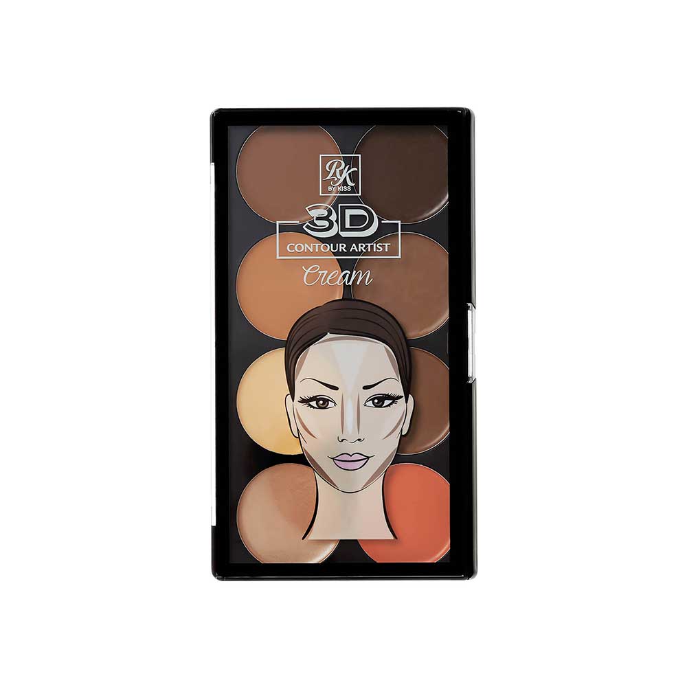 Ruby Kisses 3D Contour Cream Multi-Palette with Highlighter & Blush – Medium Dark closed palette