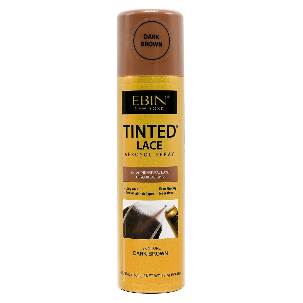 Ebin Tinted Lace Aerosol Spray — Dark Brown 5.07 oz can