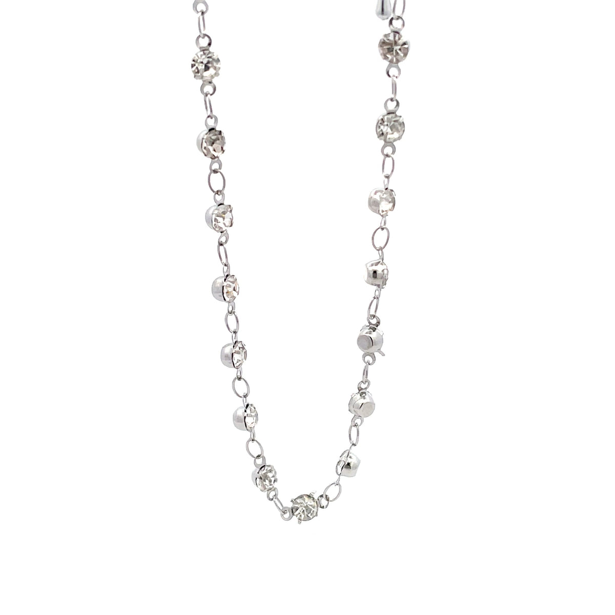 AKS11 – The One silver-tone flower & clear stone anklet