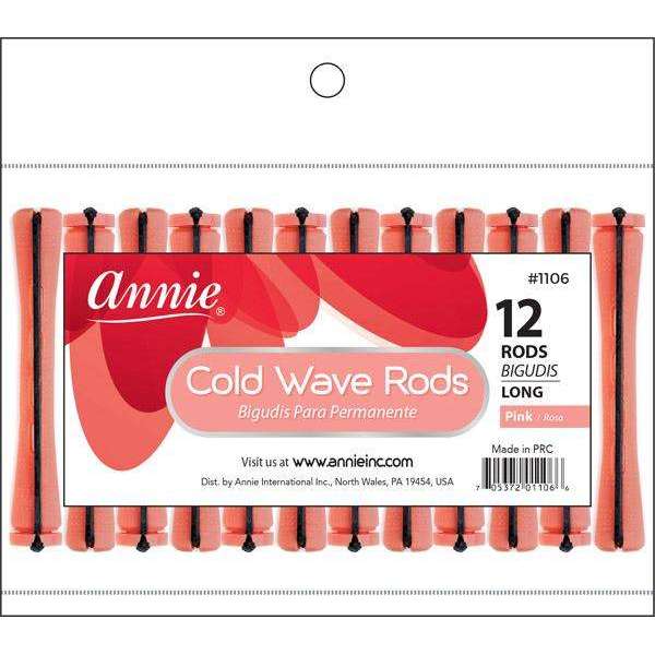 Annie #1106 Long Cold Wave Rods – Pink, 12-Pack in retail packaging
