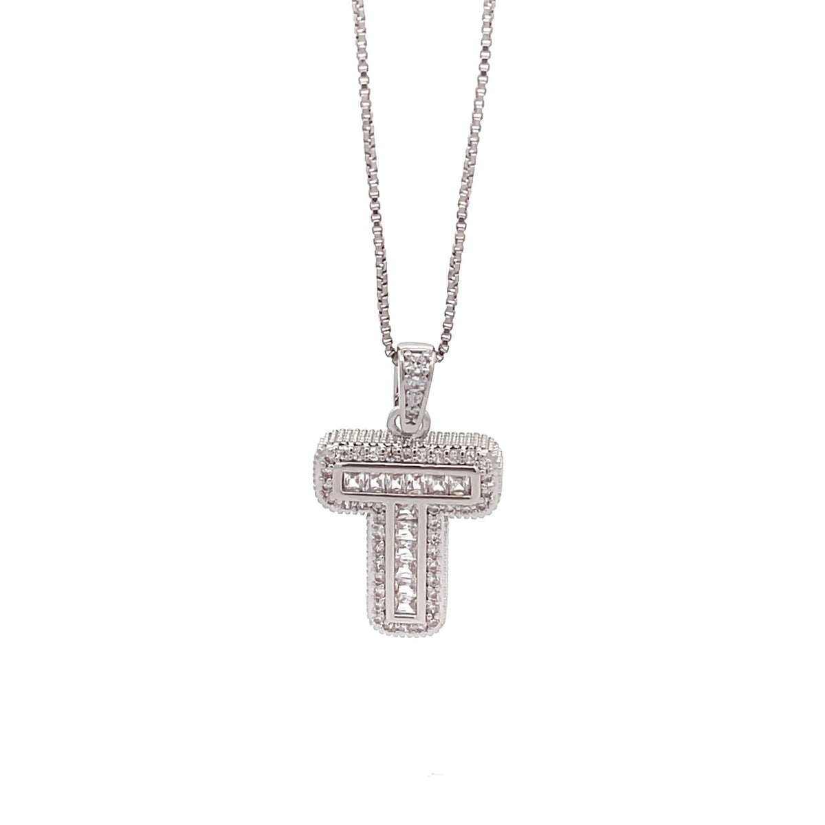 The One Jewelry silver tone letter T initial pendant necklace - DINS-T