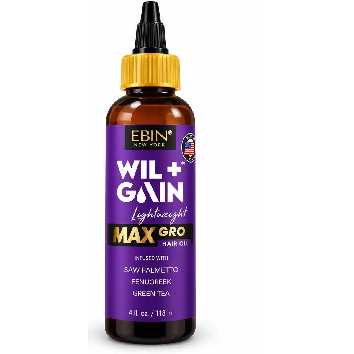 EBIN New York WIL+GAIN Lightweight Max Gro Hair Oil 4 oz