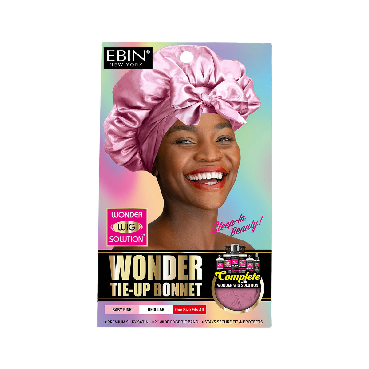 Ebin Wonder Tie-Up Bonnet Baby Pink Regular front packaging
