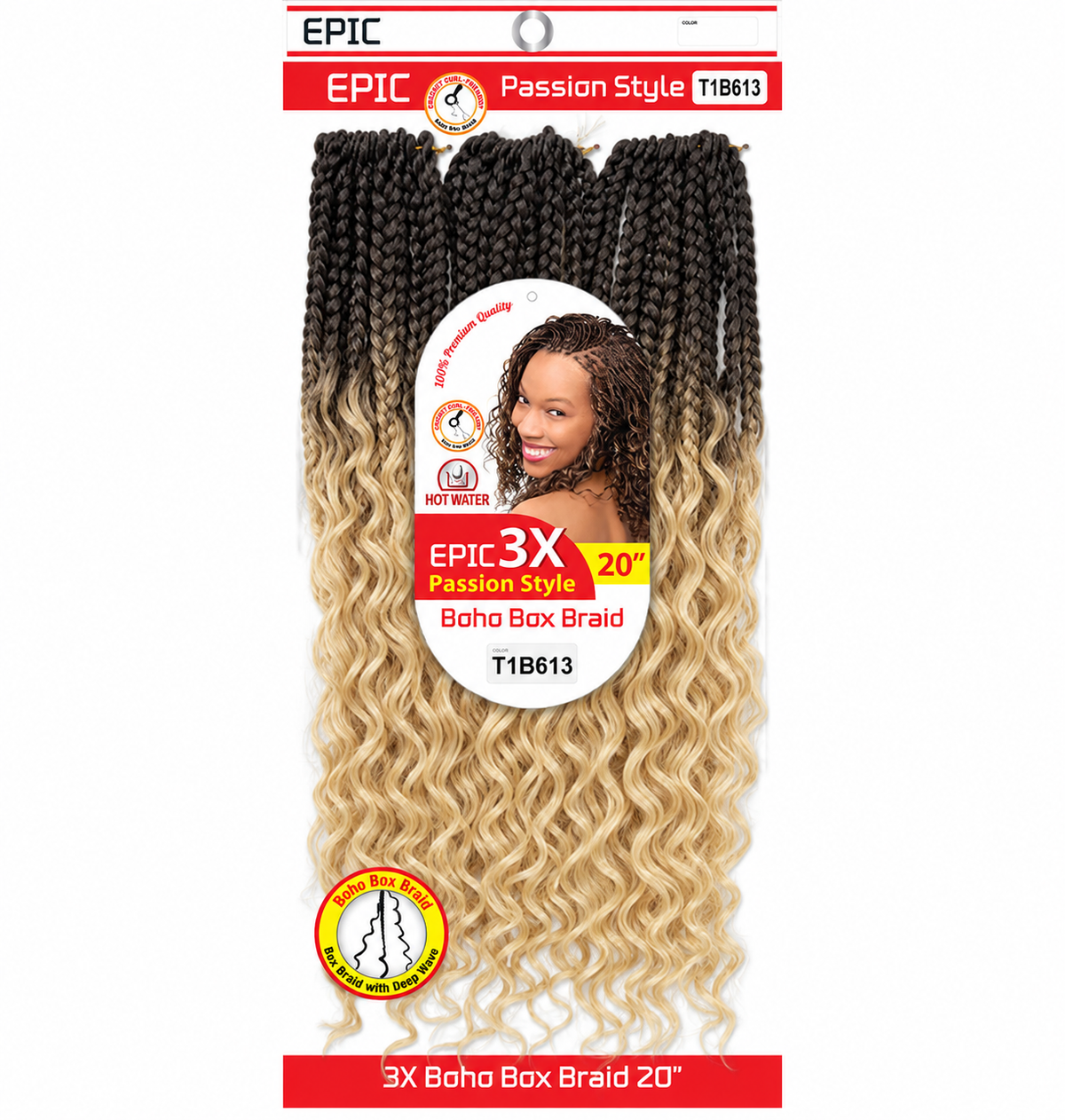 EPIC 3X Boho Box Braid 20 inch T1B/613