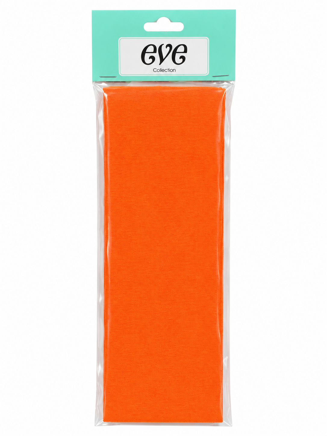 Eve Collection orange fabric headband in package