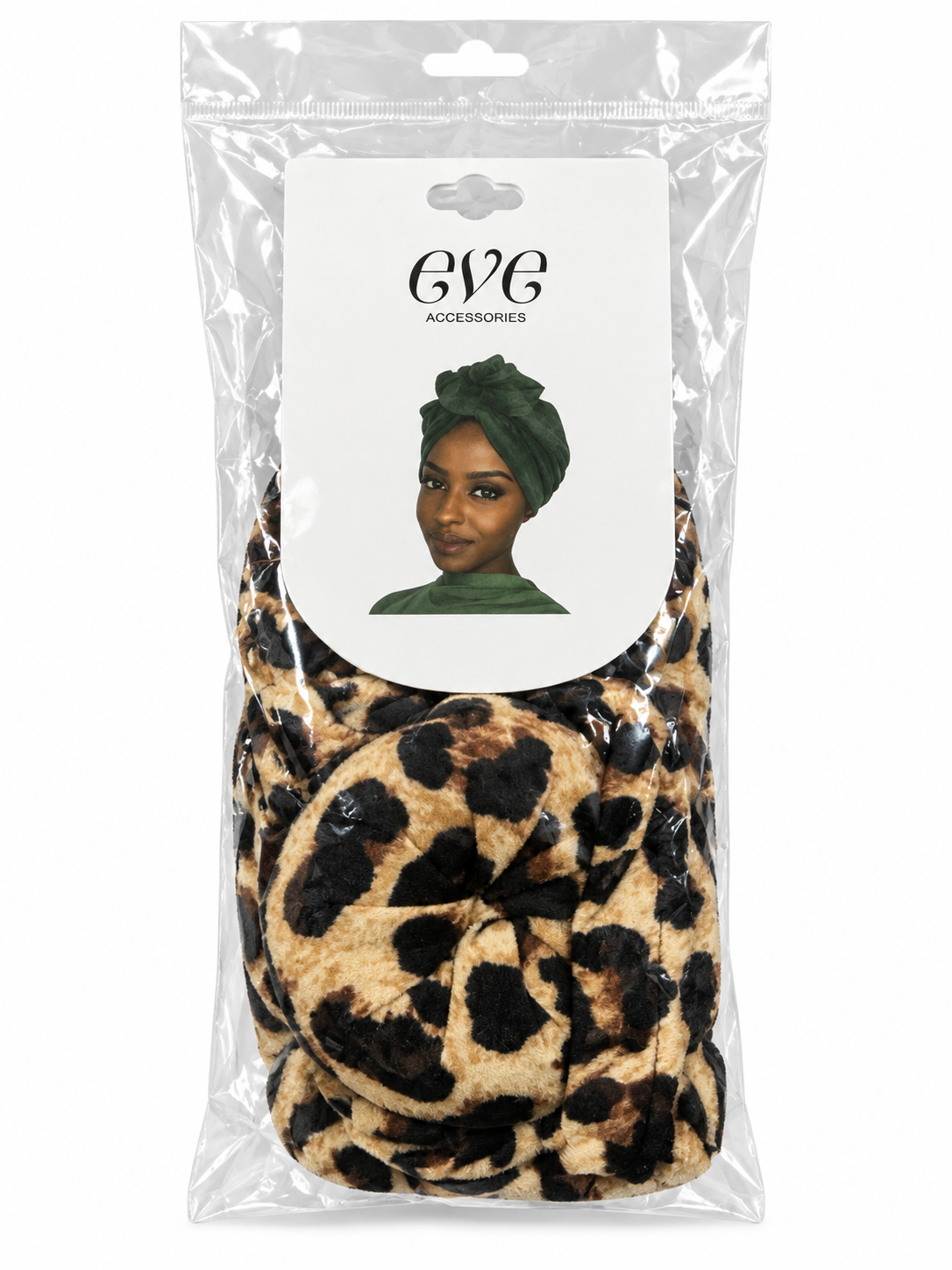 Eve Accessories brown leopard print front knot turban