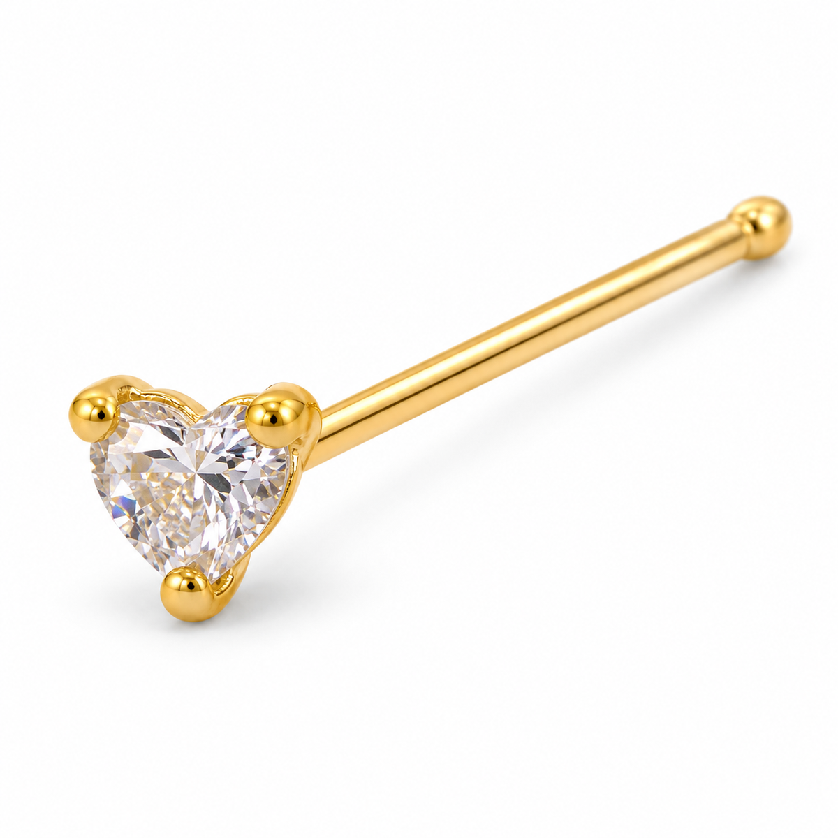 Joy Jewelry NS10 Gold Tone Heart Stone nose straight pin