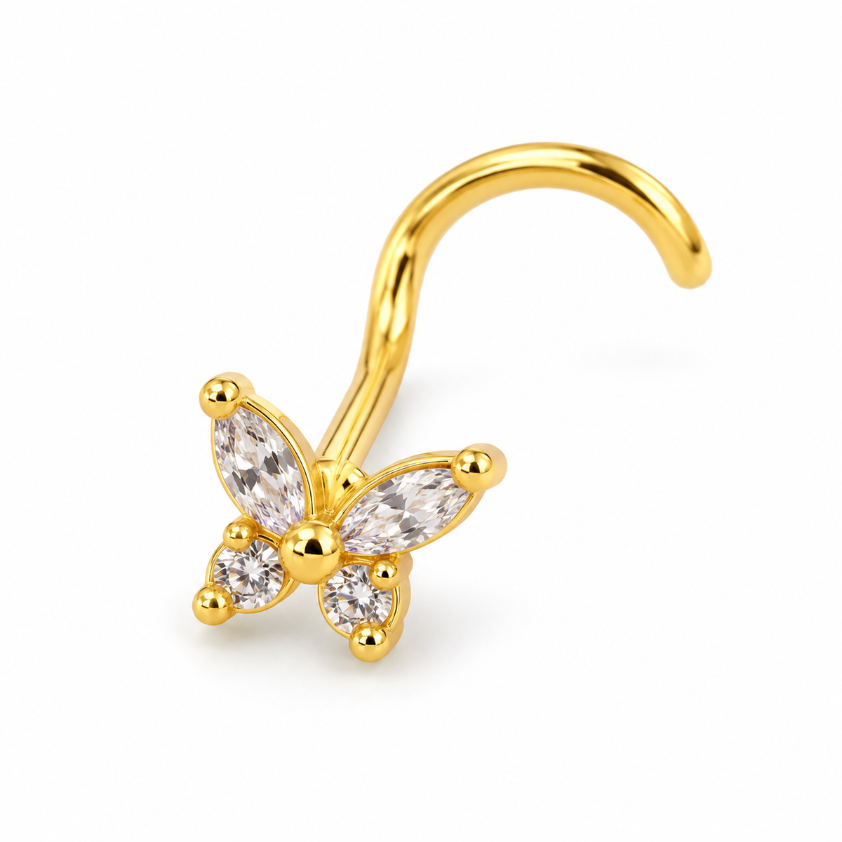 Joy Jewelry NW08 Gold Tone Butterfly nose screw pin