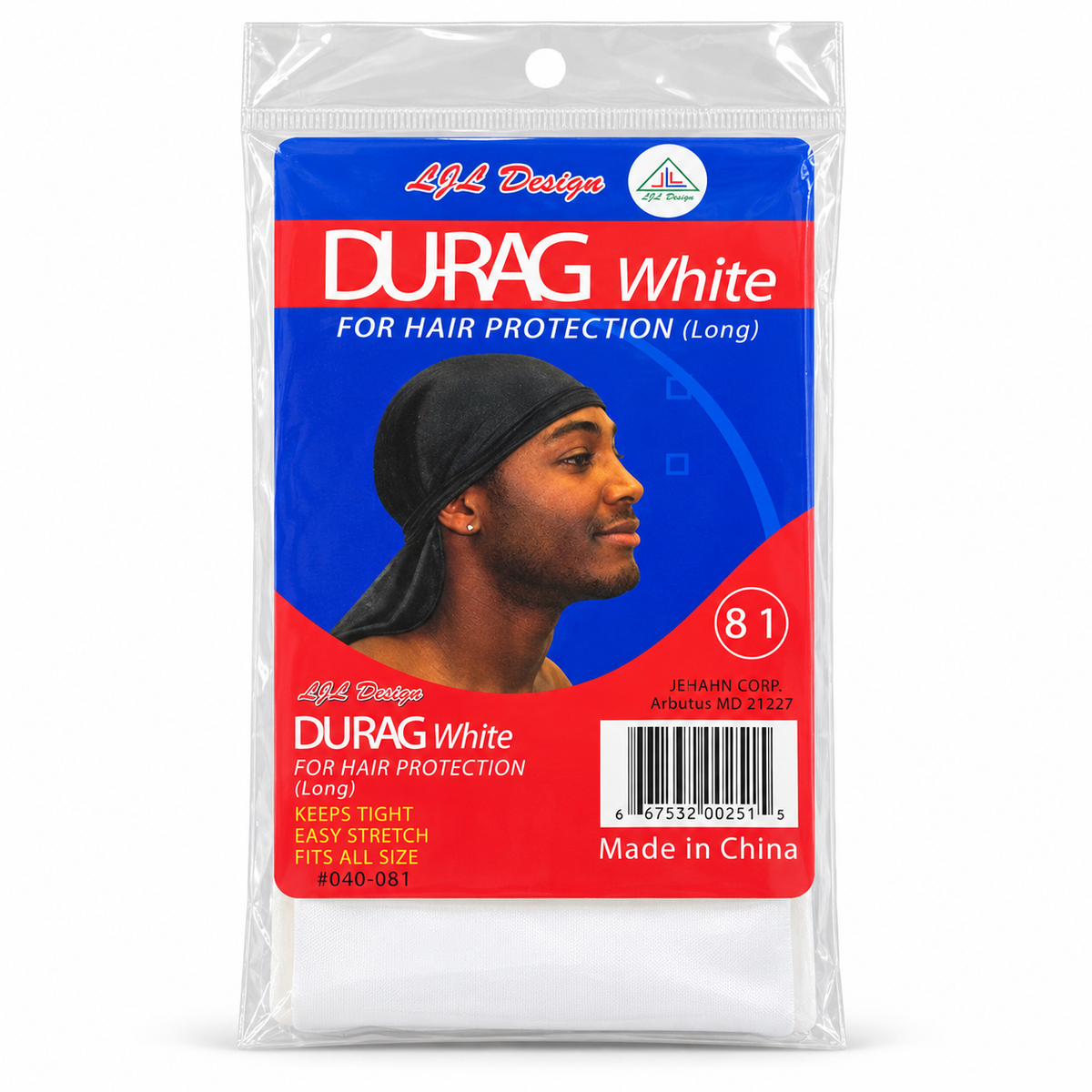 LJL Design Du-Rag White #0401081 clean back retail image