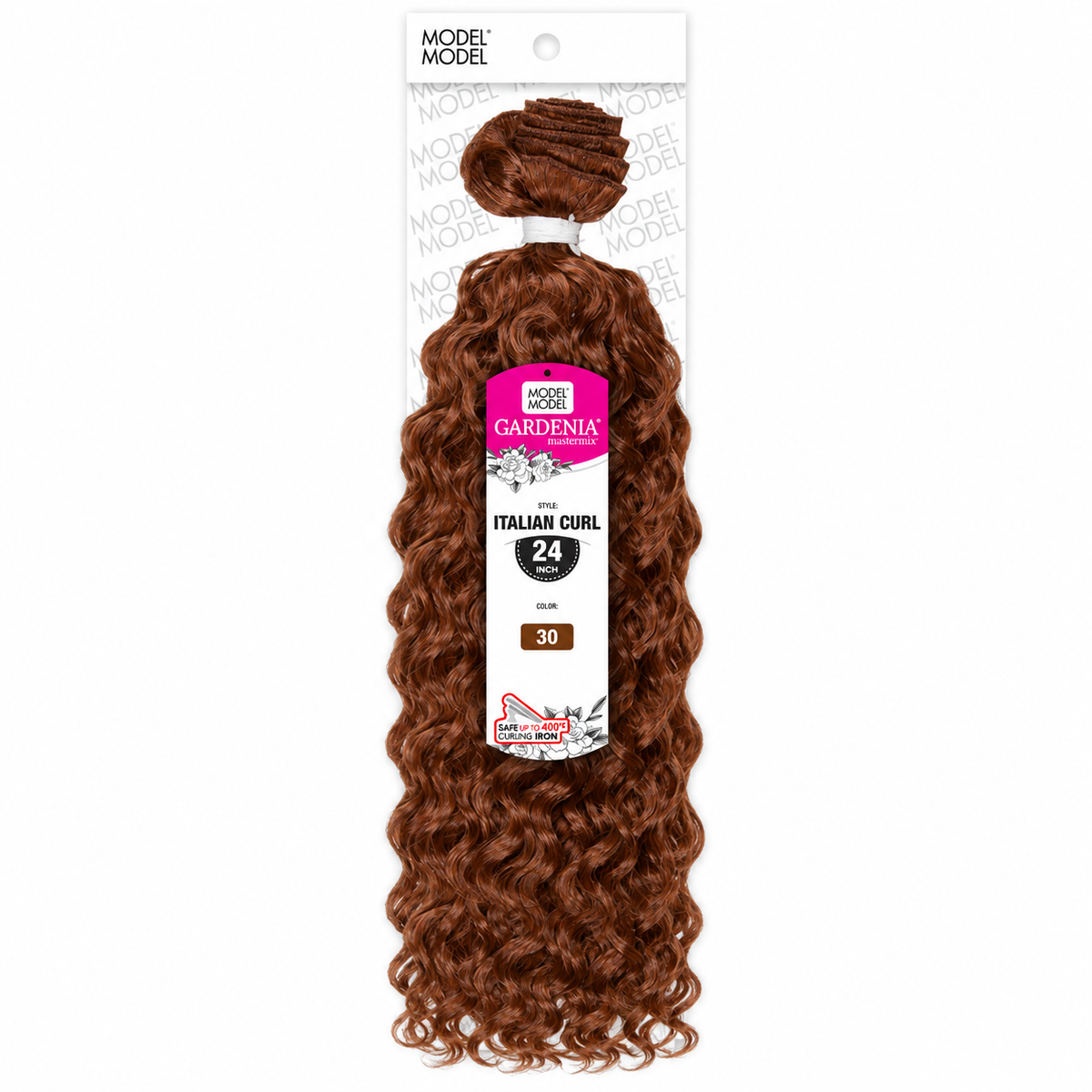 Model Model Gardenia Italian Curl Weave 24" — full package in color 30
