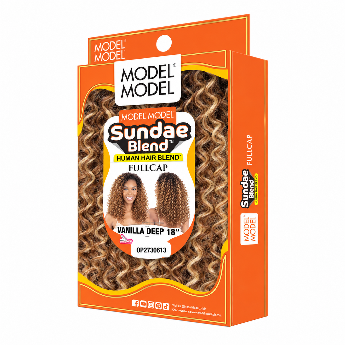 Model Model Sundae Blend Vanilla Deep Half Wig 18" — full package in color OP2730613