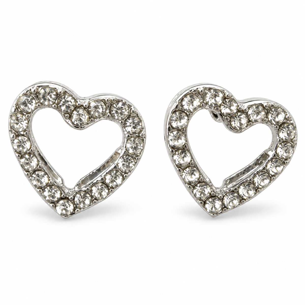 The One Jewelry ONES1 silver-tone open-heart rhinestone stud earrings