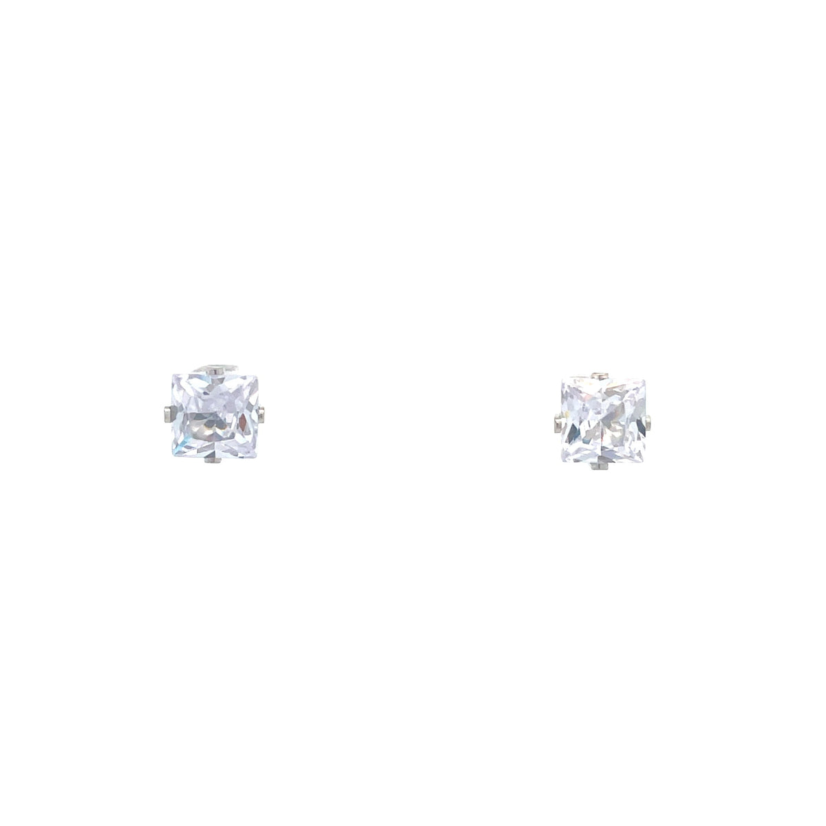The One Jewelry silver-tone square CZ screw-back stud earrings 8 mm