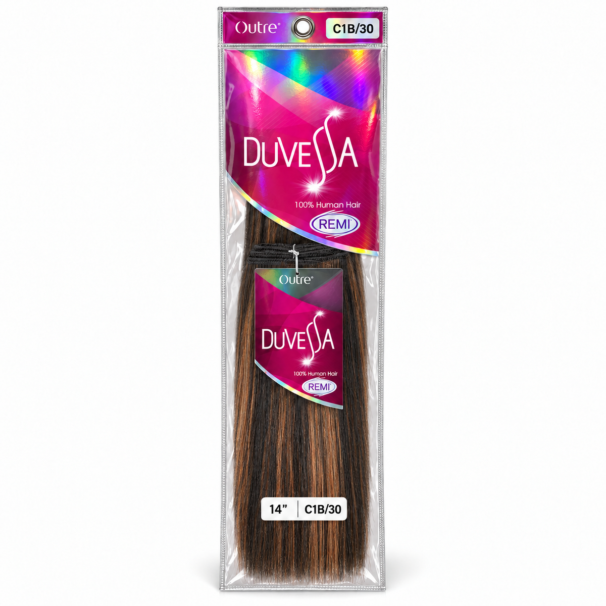 Outre Duvessa Remi human hair in package, color C1B/30, 14 inches