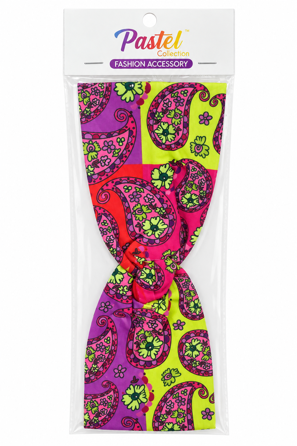 Pastel Collection knot headband in Multicolor Paisley