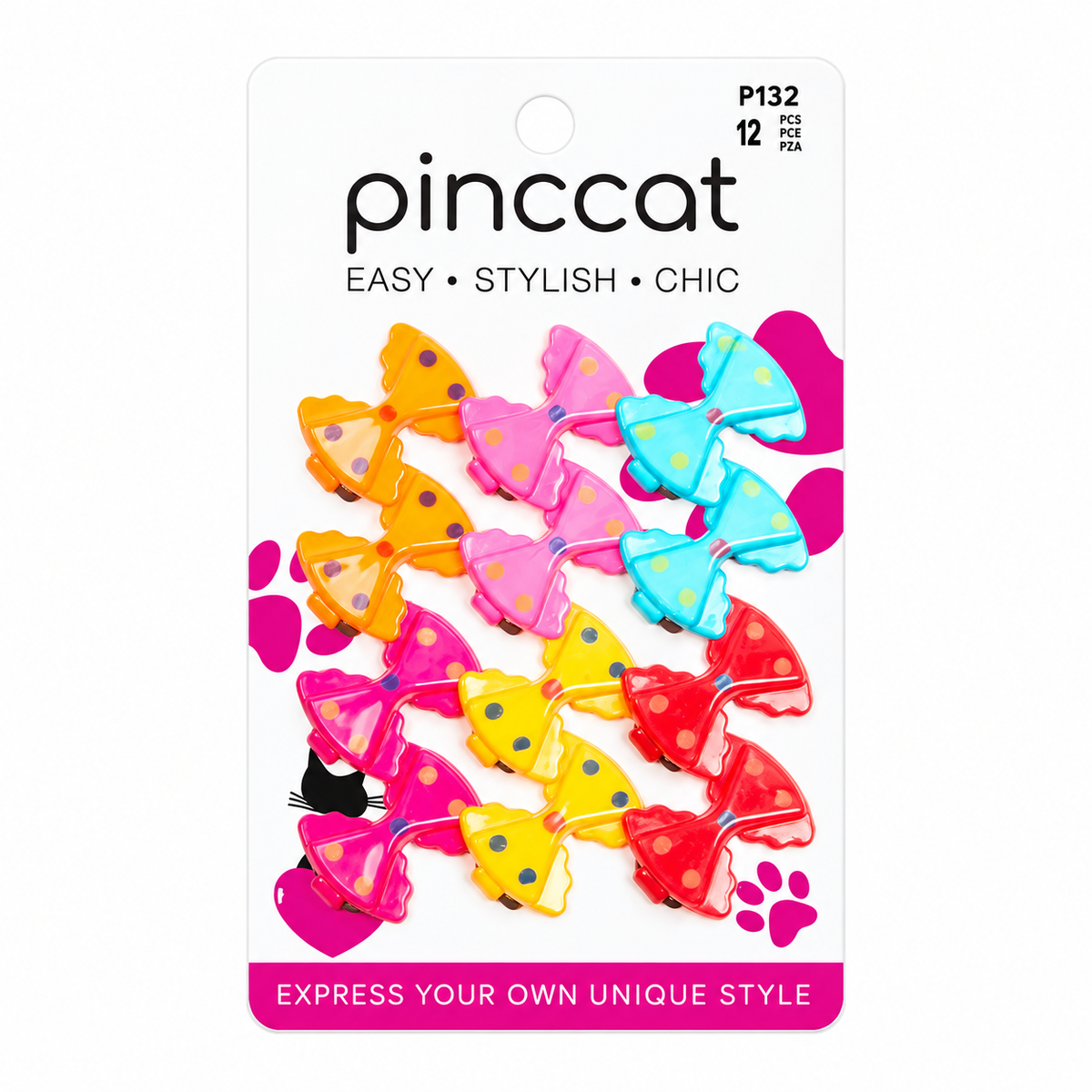 P132 – Bow Mini Clips – Assorted Colors – 12 Pack