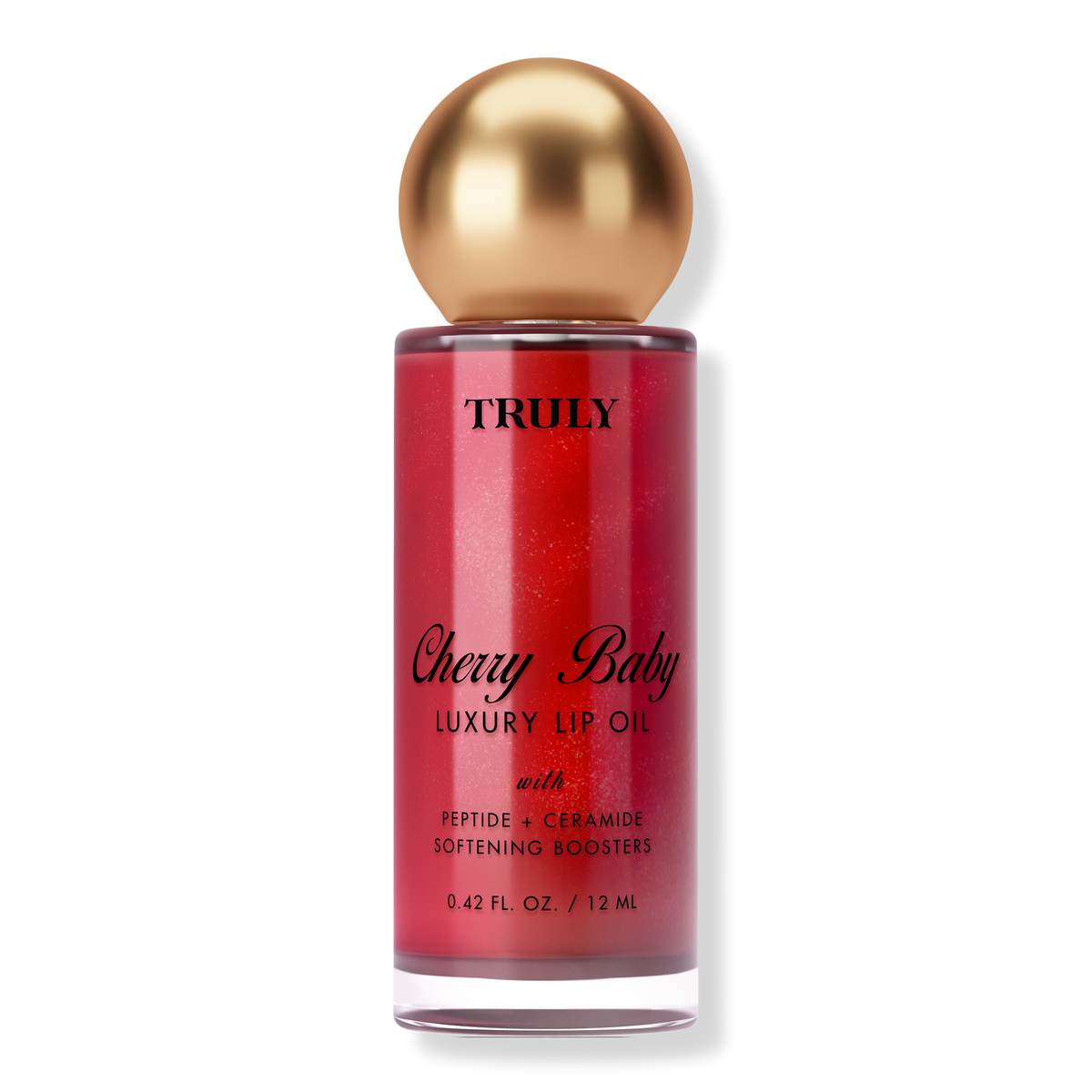 Truly Cherry Baby Luxury Lip Oil 12 mL with round gold cap
