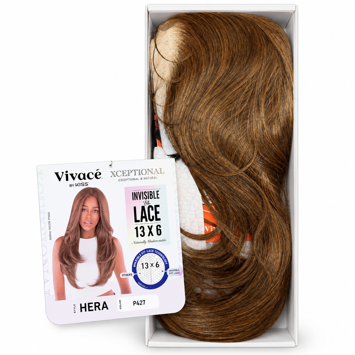 Vivace HERA P427 wig in open box with color label — edited product photograph