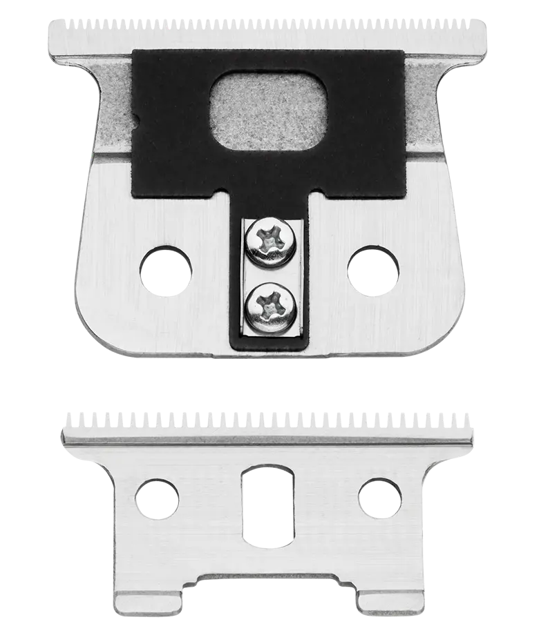 Andis T-Outliner Replacement Blade 04521 — blade assembly and cutting blade rear views