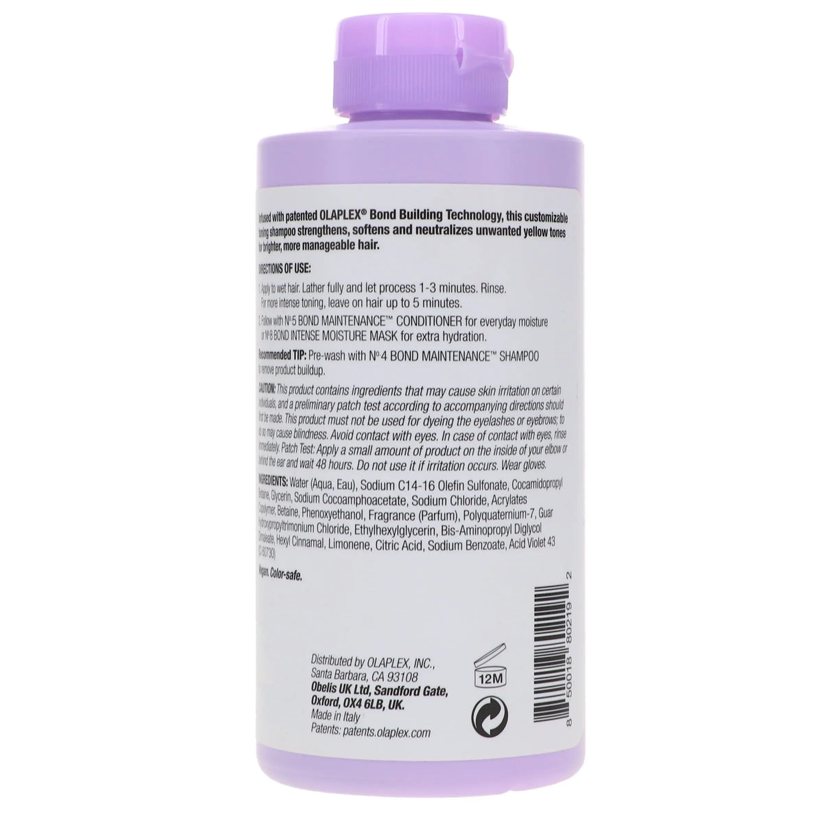 Olaplex No.4P Blonde Enhancer Toning Shampoo 250 ml — 250 ml bottle back label