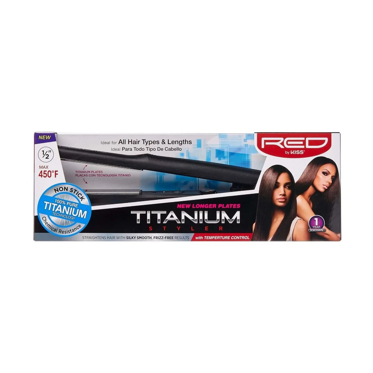 RED by KISS Titanium Styler Flat Iron — flat iron retail packaging