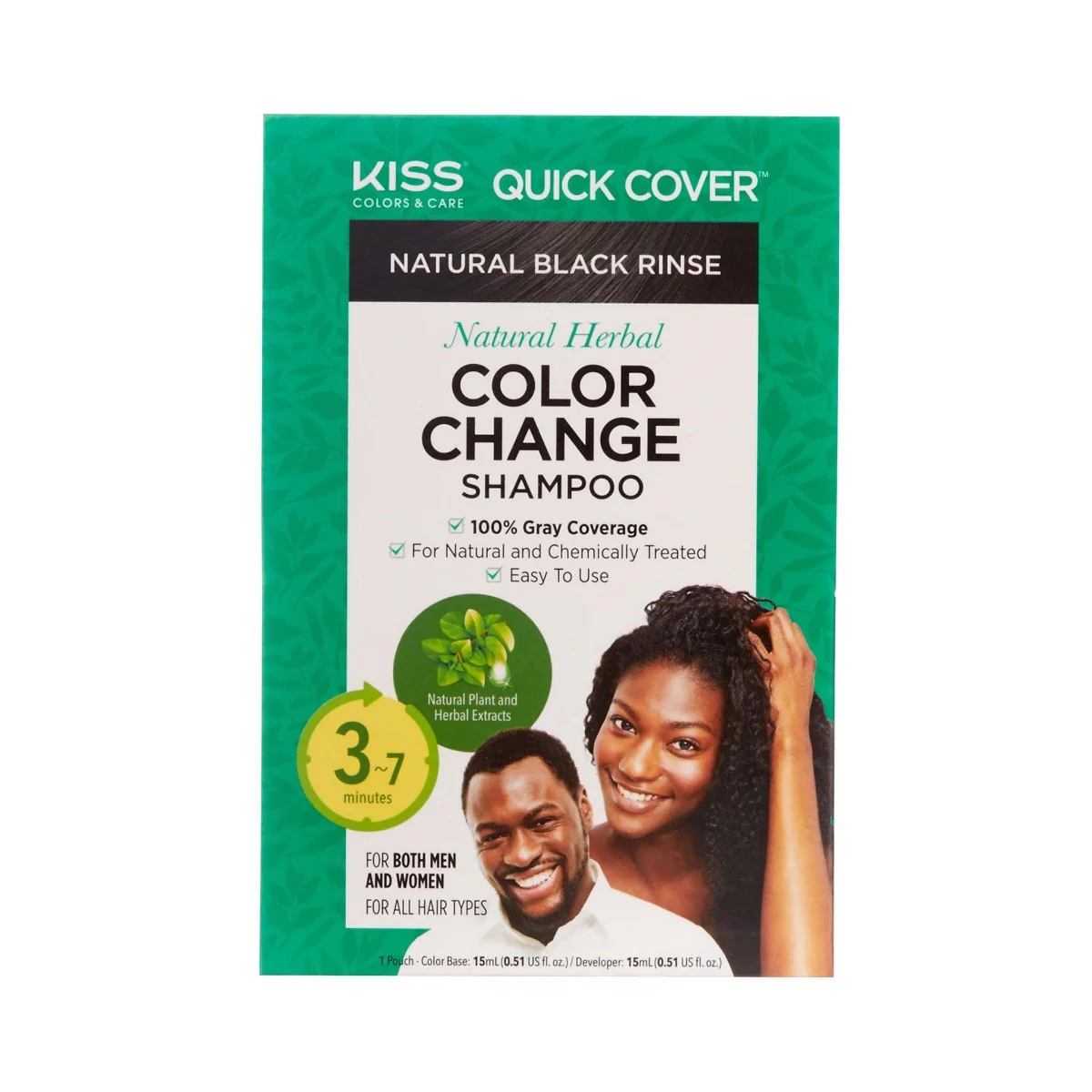 Red By Kiss Natural Herbal Color Change Shampoo - Permanent Hair Dye with Herbal Extracts, 100% Gray Coverage in 7-10 Minutes