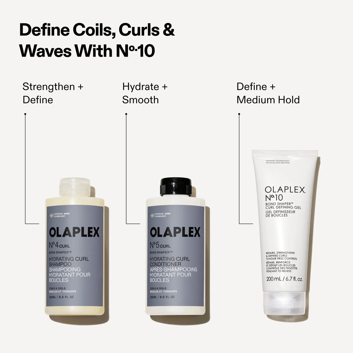Olaplex No.10 Bond Shaper Curl Defining Gel 200 ml — No.4 shampoo, No.5 conditioner and No.10 gel routine