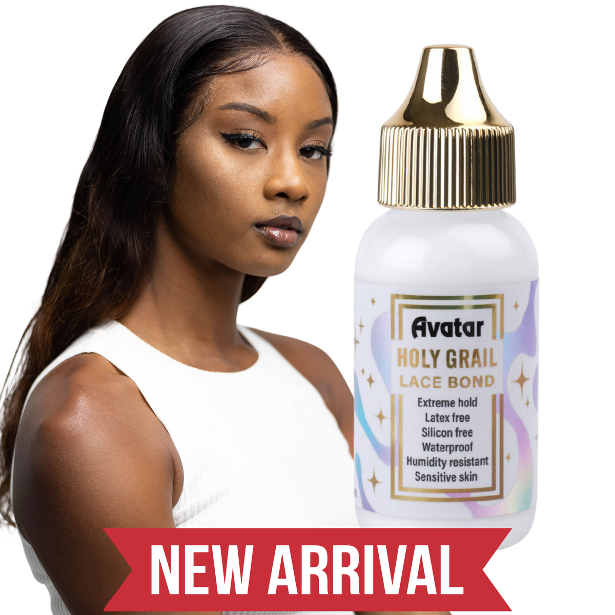 Avatar Holy Grail Lace/Wig Bond Display with 12 Count Wig Glue, clear, extreme hold, latex and silicone free.